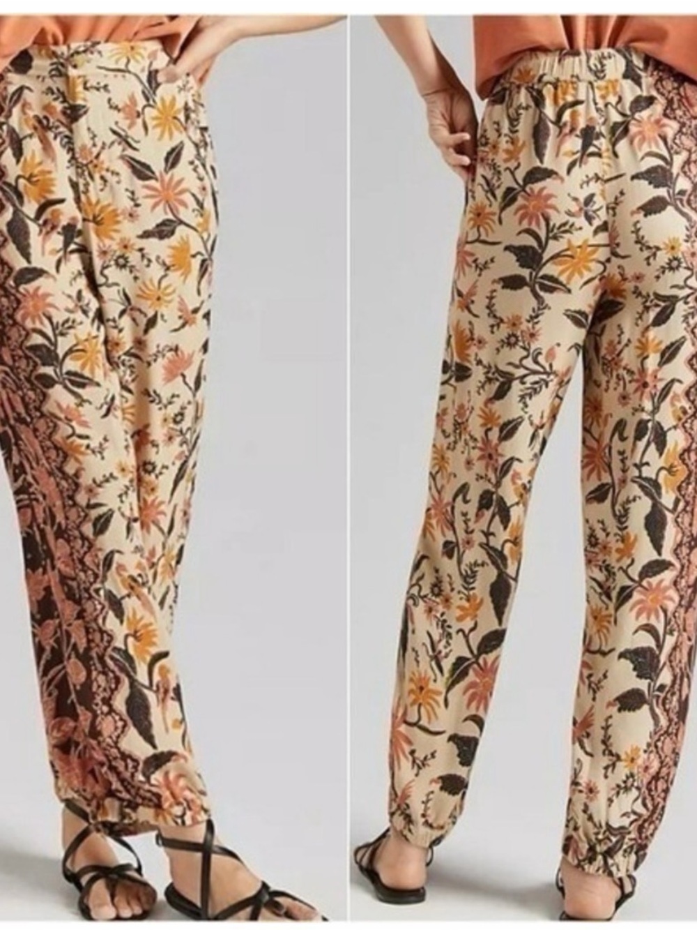 Anthropologie NEW Mixed Boho Floral Smocked Balloon Leg Pants SZ 6 Boho Eclectic